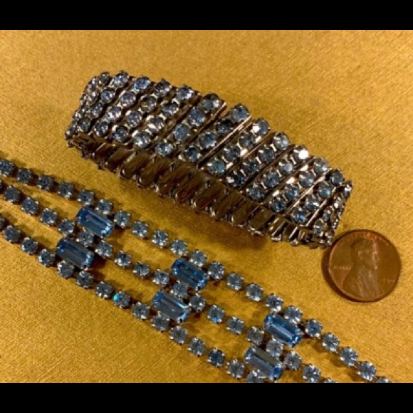 Vintage Blue Rhinestone Bracelets